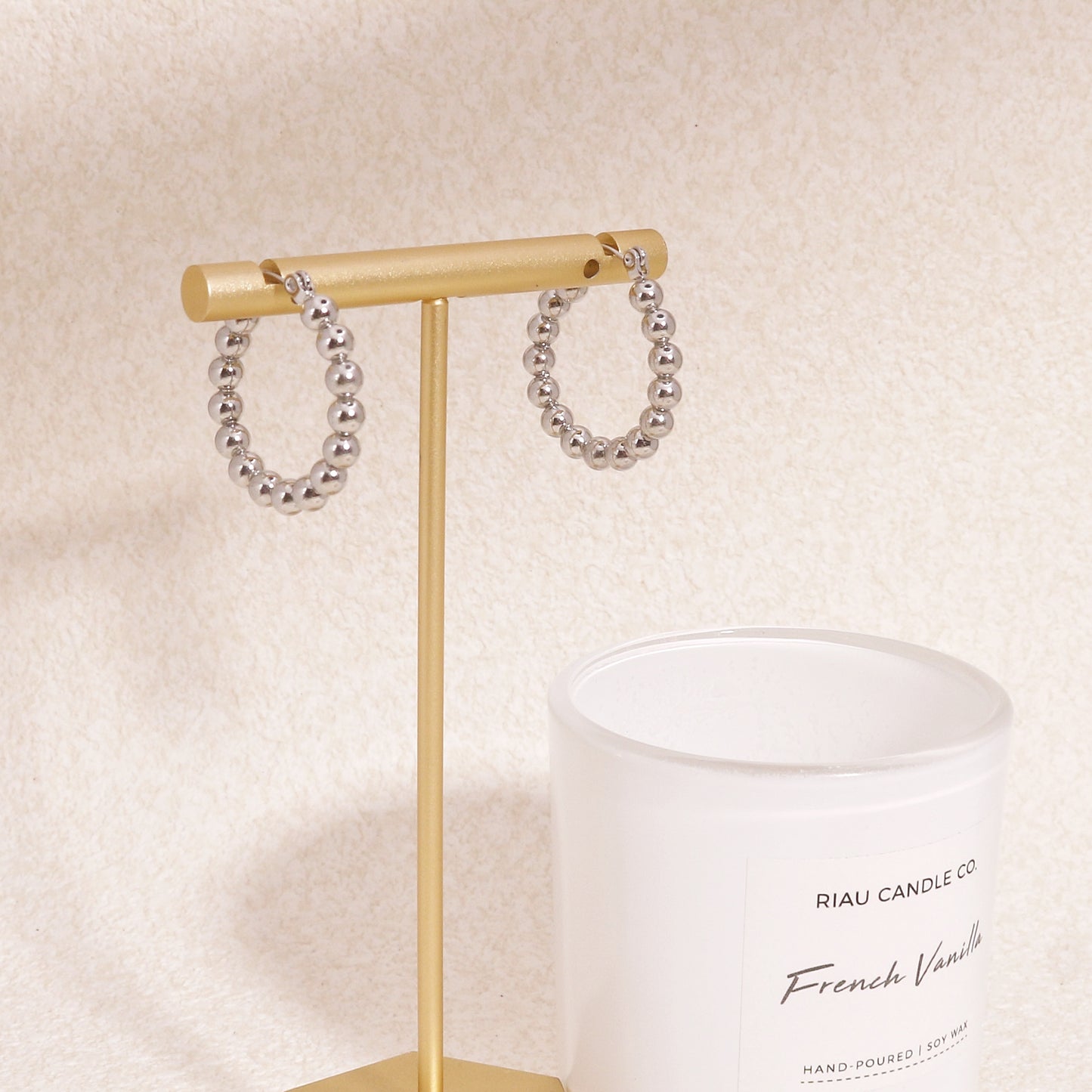 Leah Stainless Steel Beaded Hoop Earrings