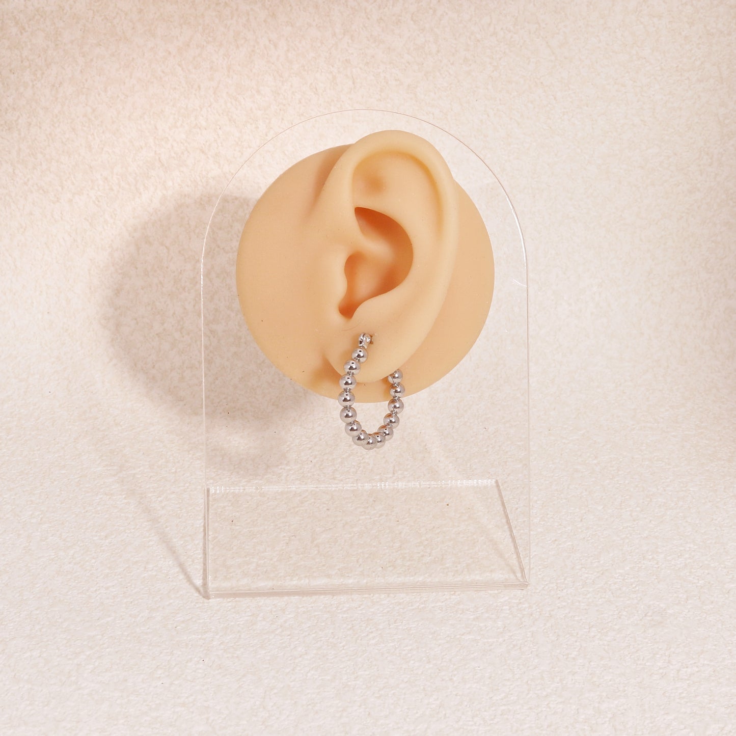 Leah Stainless Steel Beaded Hoop Earrings