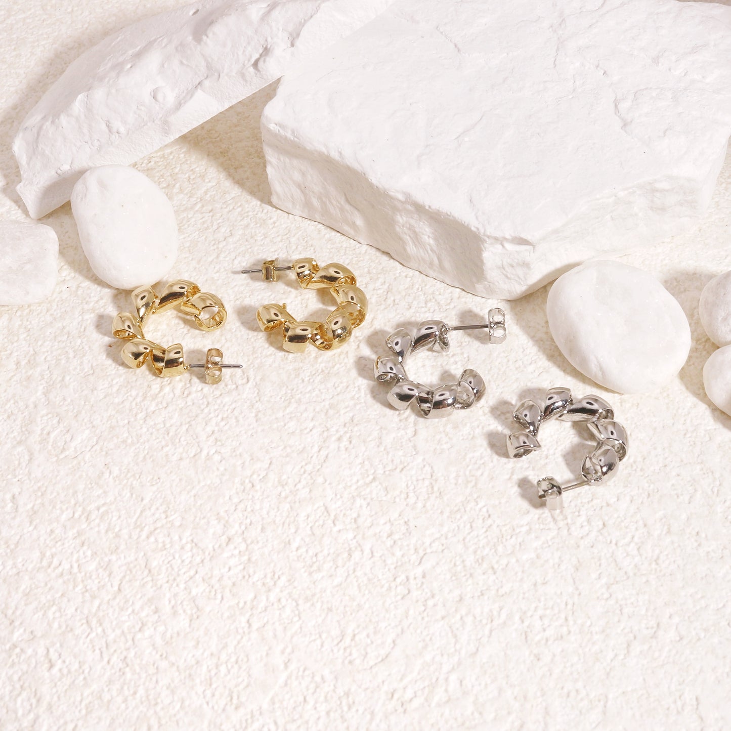Klaviana Stylish Ribbon Hoop Earrings