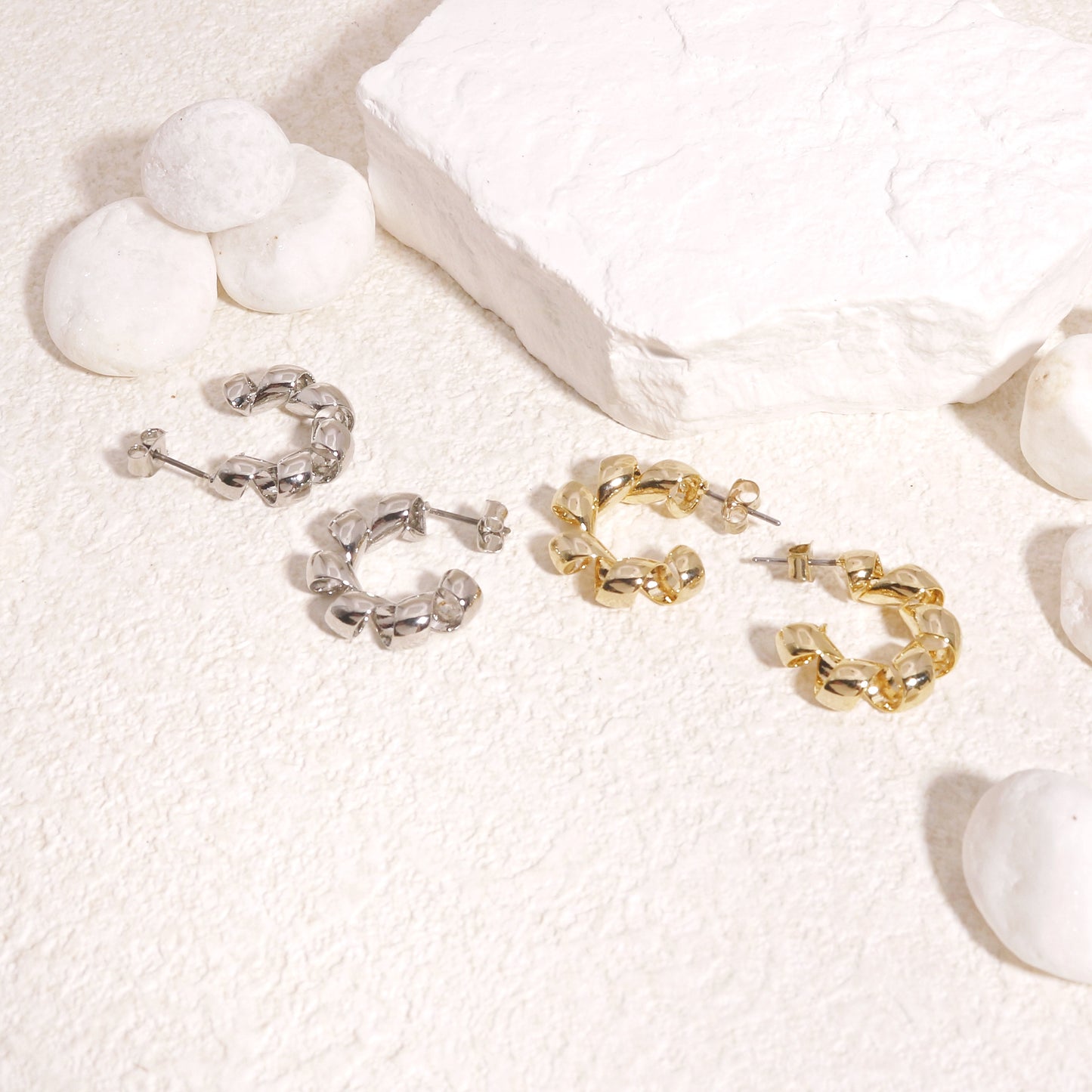 Klaviana Stylish Ribbon Hoop Earrings