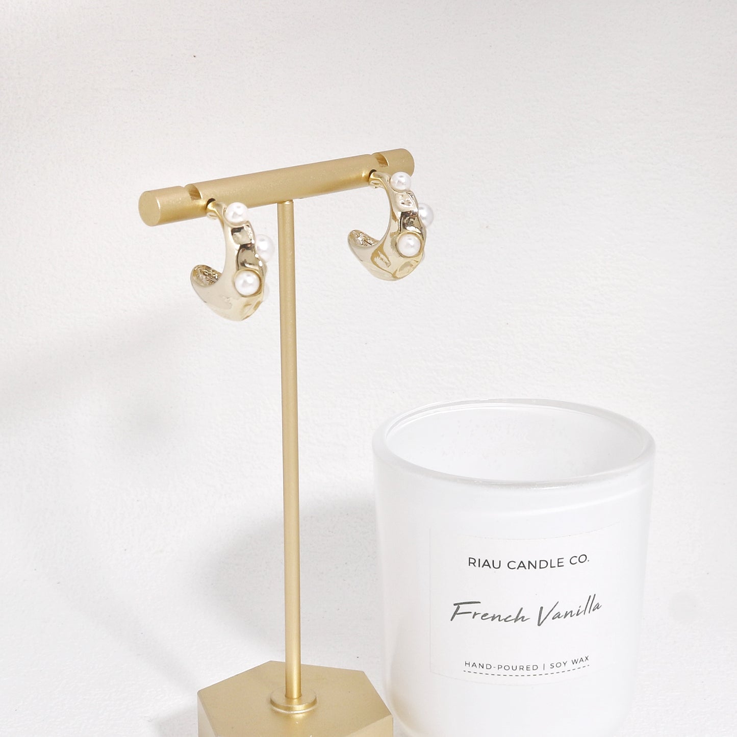 Seraphina Statement Edge Pearl Hoop Earrings