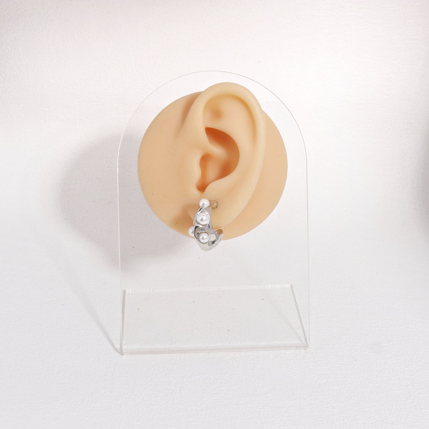 Seraphina Statement Edge Pearl Hoop Earrings