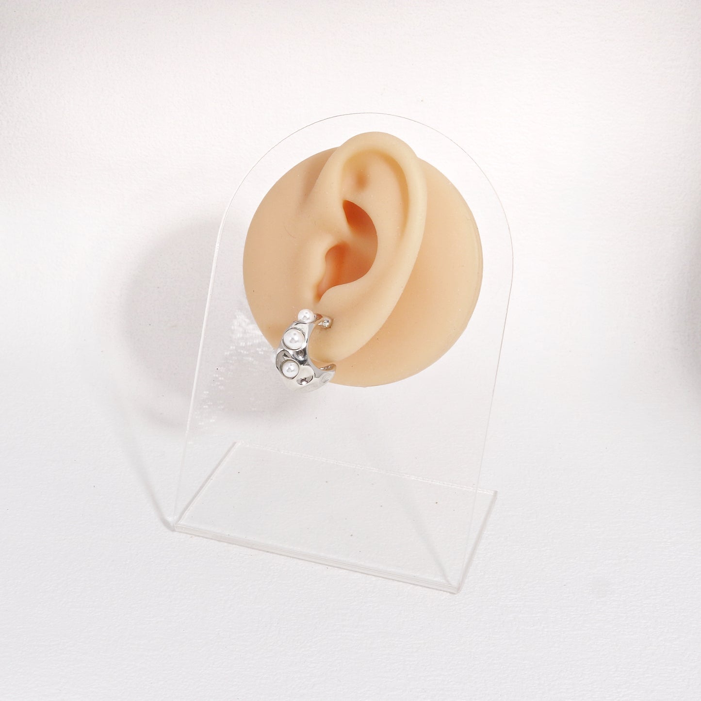Seraphina Statement Edge Pearl Hoop Earrings