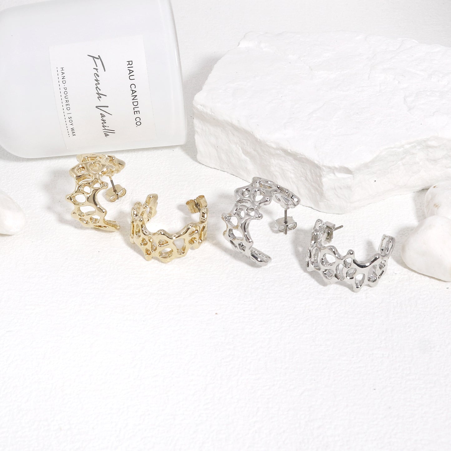 Meryllin Statement Textured Large Hoop Earrings