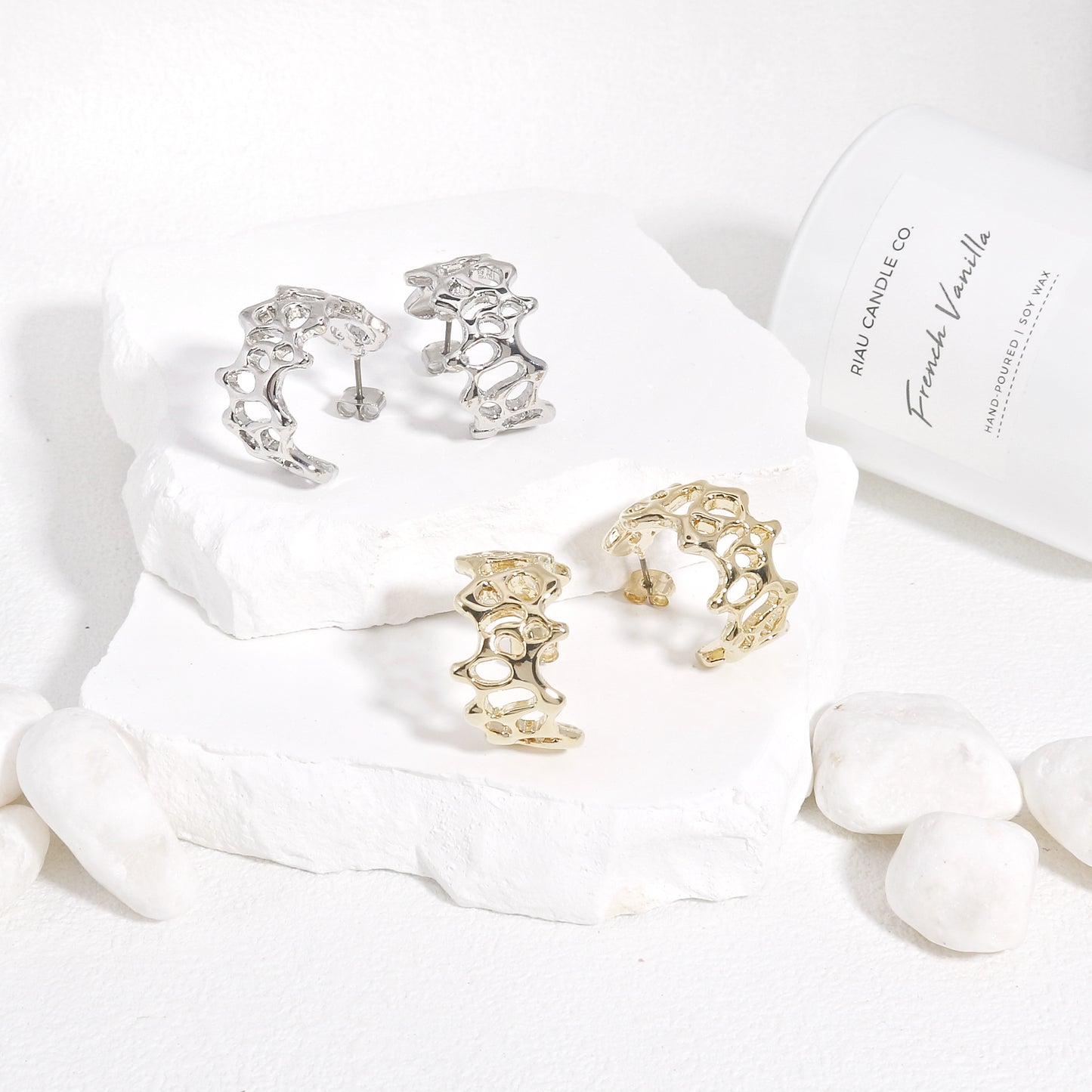 Meryllin Statement Textured Large Hoop Earrings