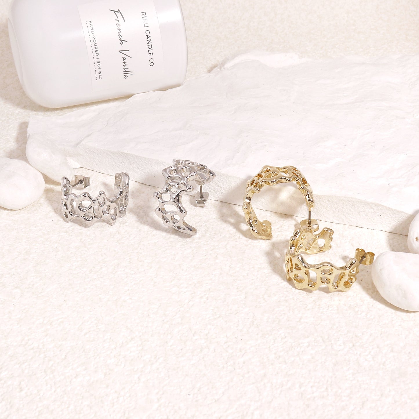 Meryllin Statement Textured Large Hoop Earrings