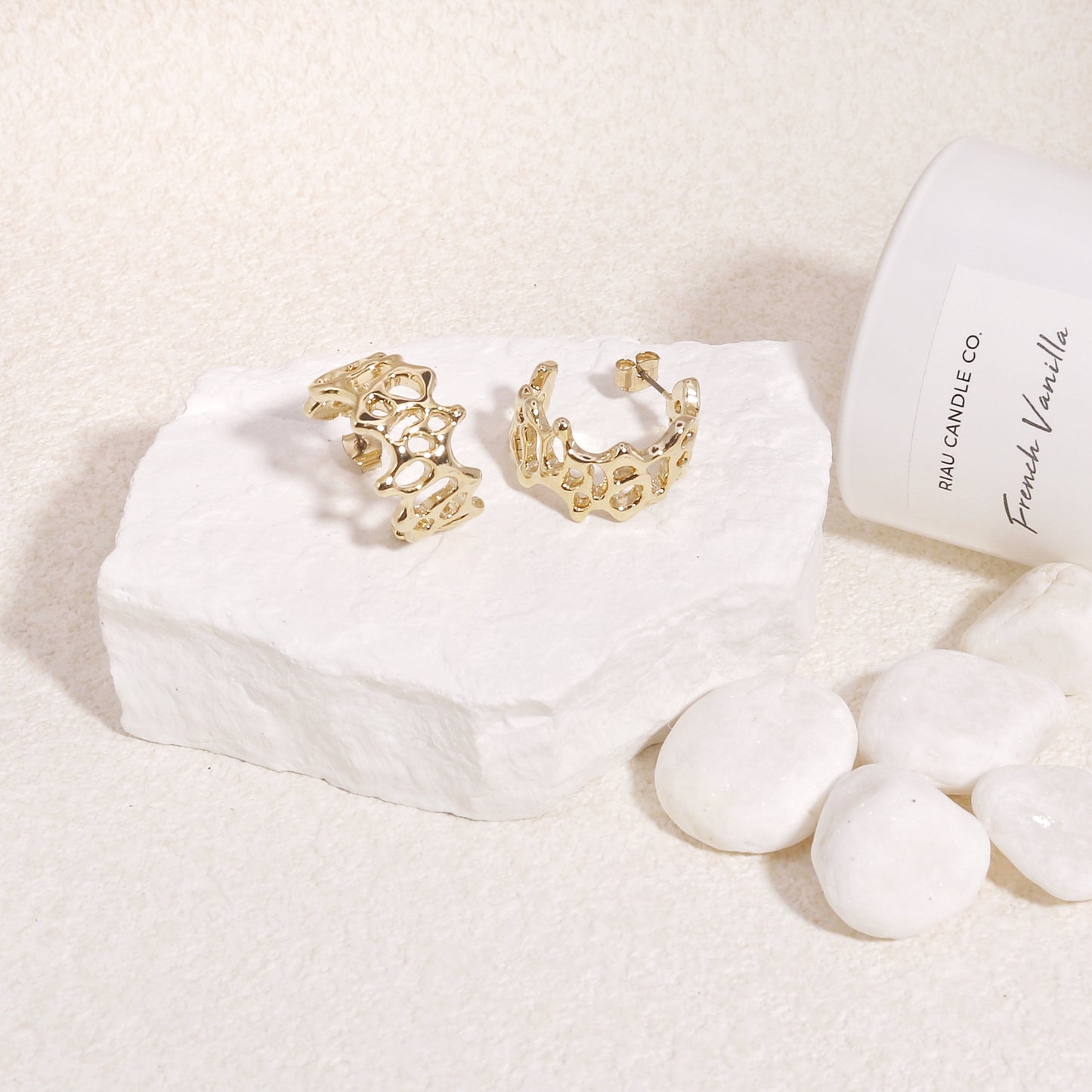 Meryllin Statement Textured Large Hoop Earrings