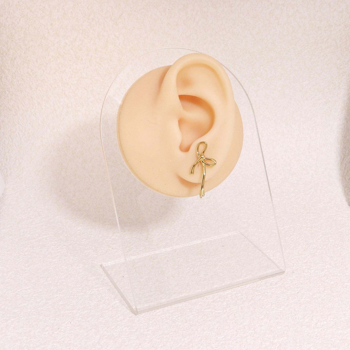 Julietta Minimalist Bow Tie Ribbon Drop Stud Earrings