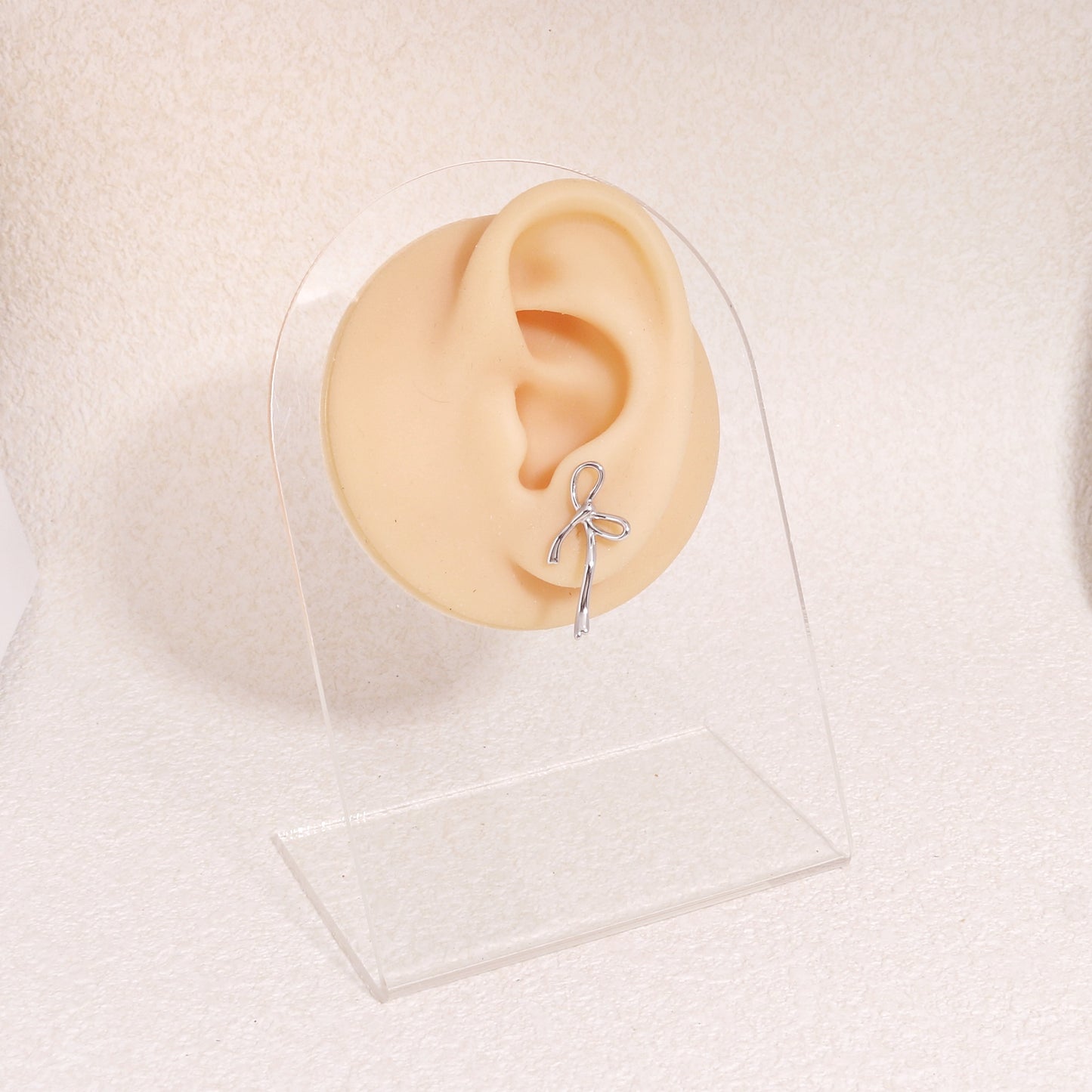 Julietta Minimalist Bow Tie Ribbon Drop Stud Earrings