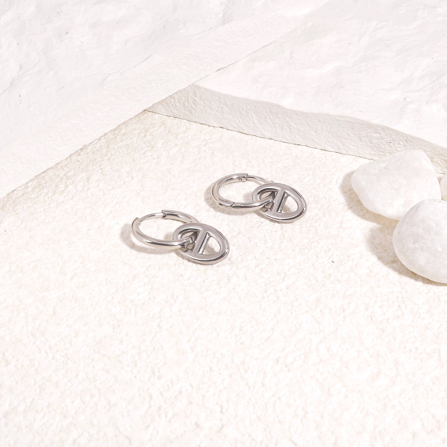 Calabasa Steel Statement Hoop Drop Earrings