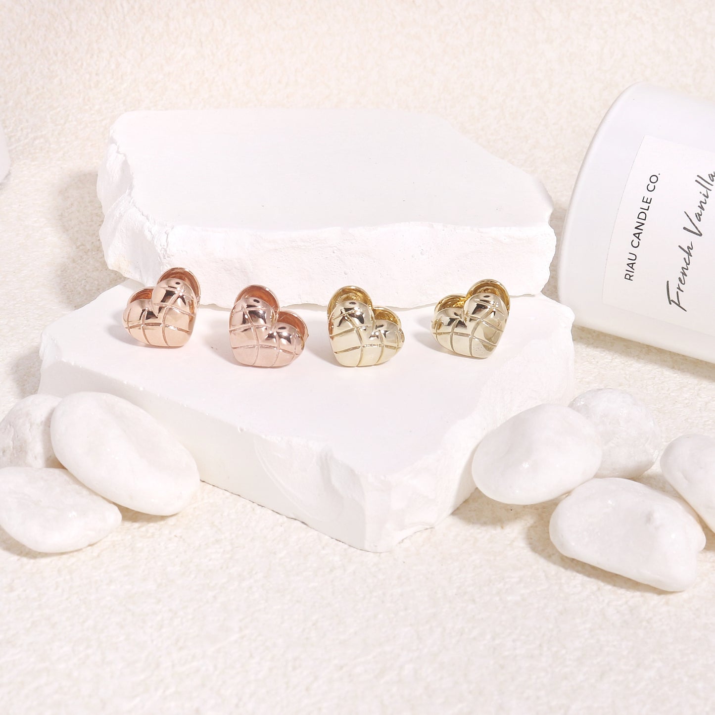 Rochester Padded Puff Heart Hoop Earrings