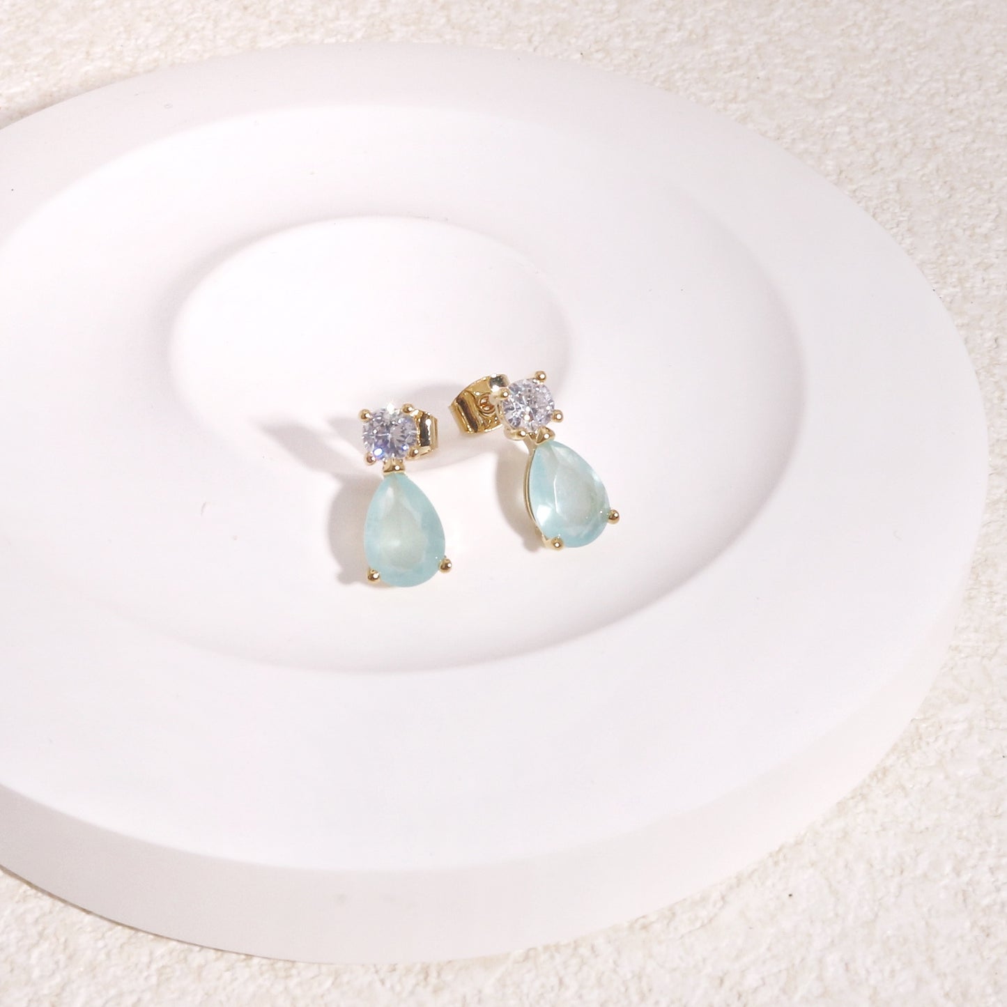 Carina Aqua Blue Korean CZ Dangle Earrings