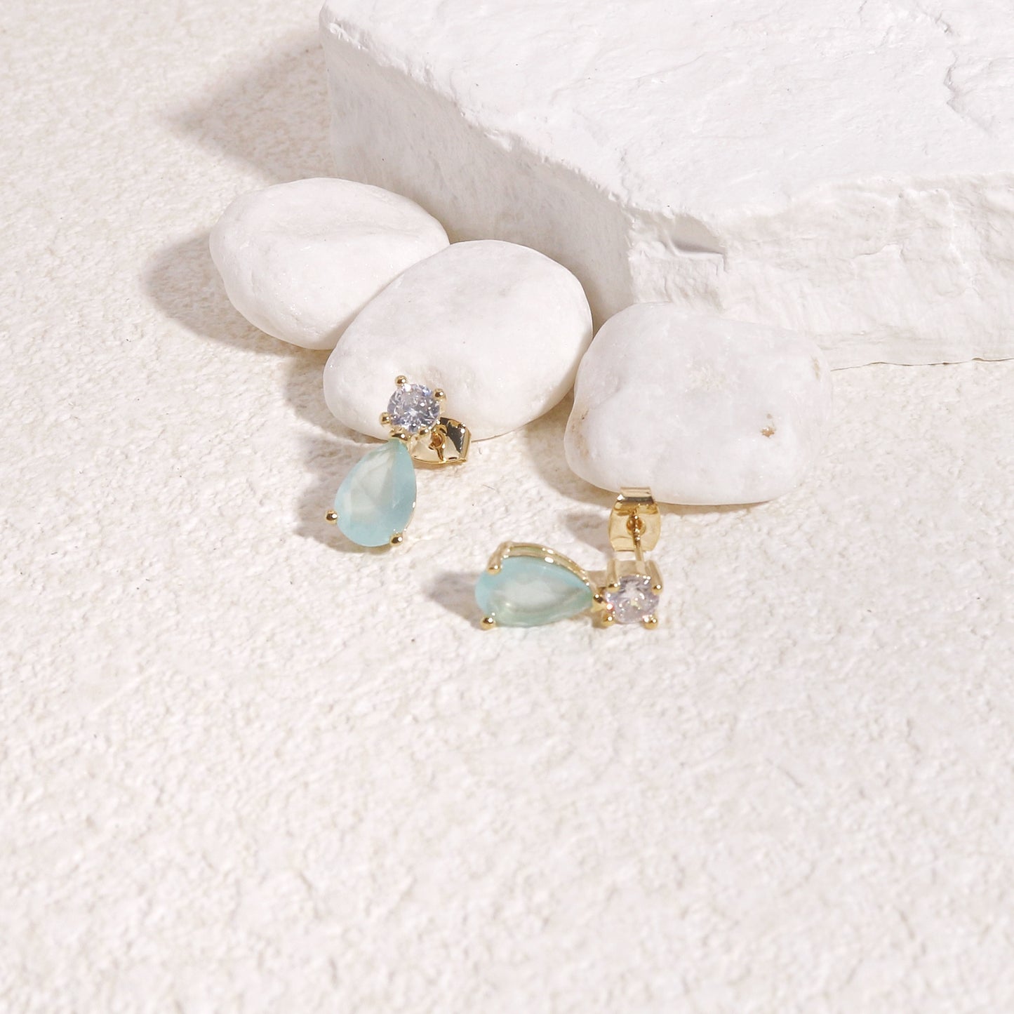 Carina Aqua Blue Korean CZ Dangle Earrings
