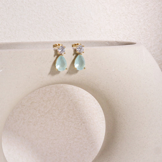 Carina Aqua Blue Korean CZ Dangle Earrings