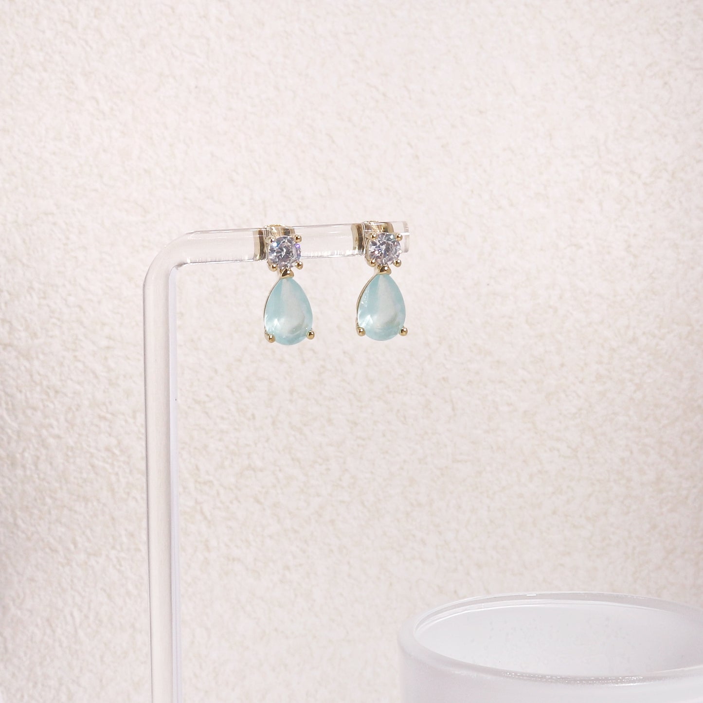 Carina Aqua Blue Korean CZ Dangle Earrings