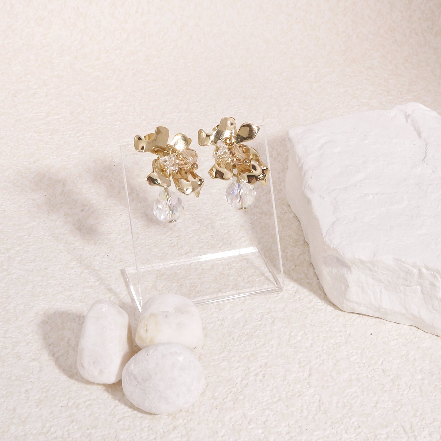 Victoria Elegant Statement Fleur-De-Lis Crystal Earrings