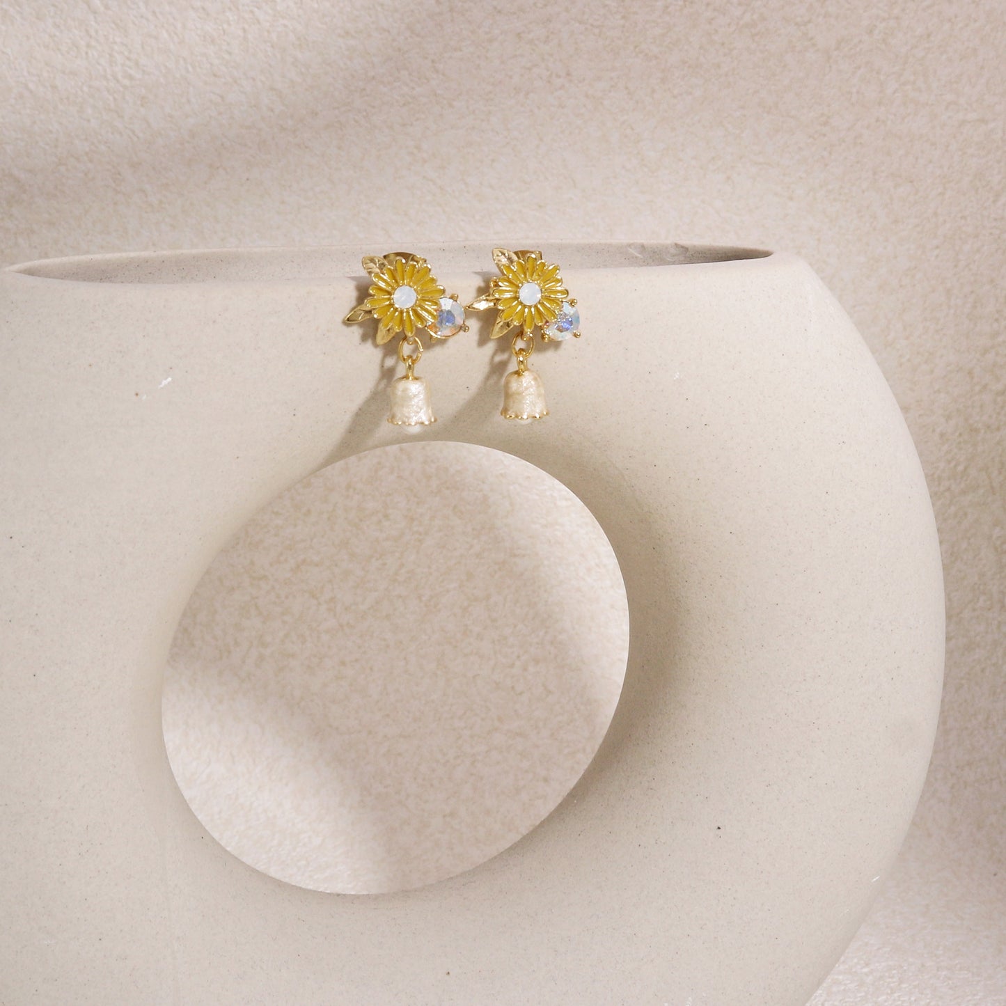 Marina Canary Yellow Floral Dangle Earrings