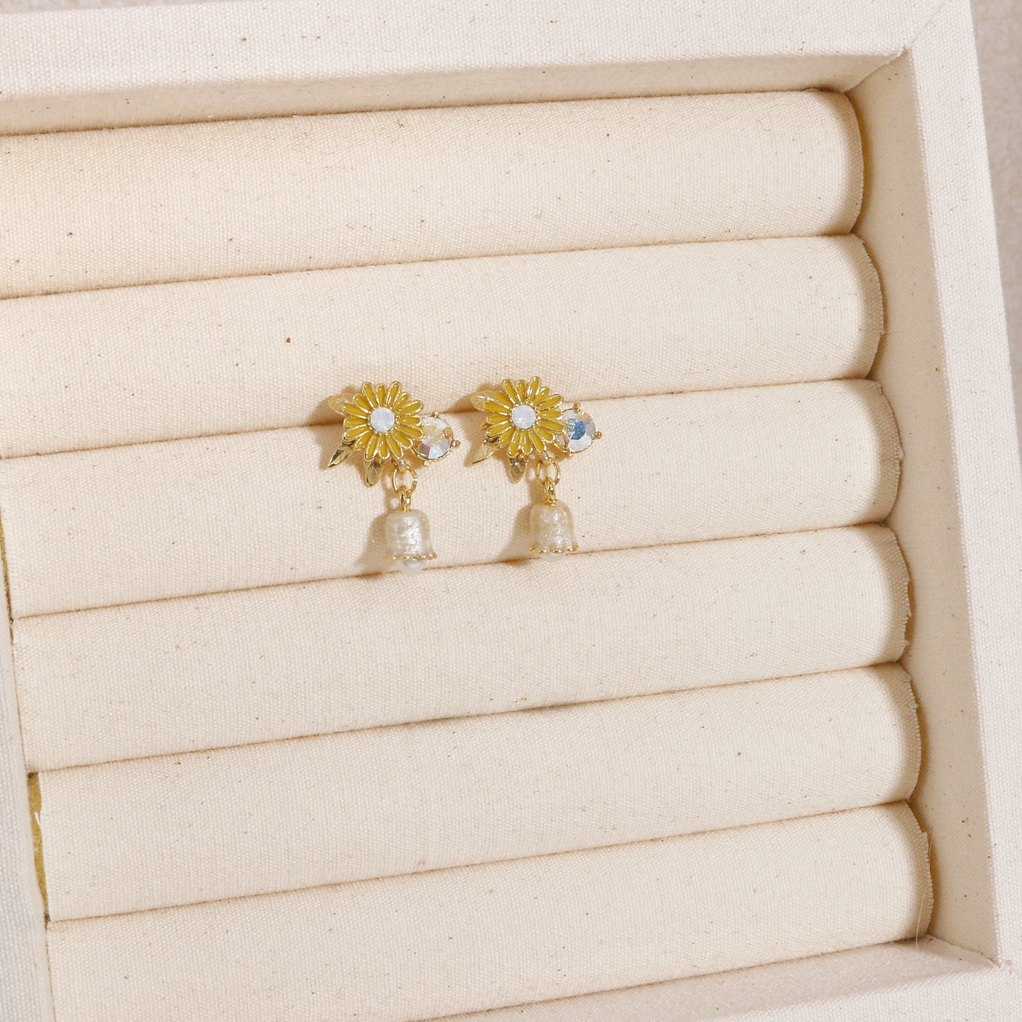 Marina Canary Yellow Floral Dangle Earrings