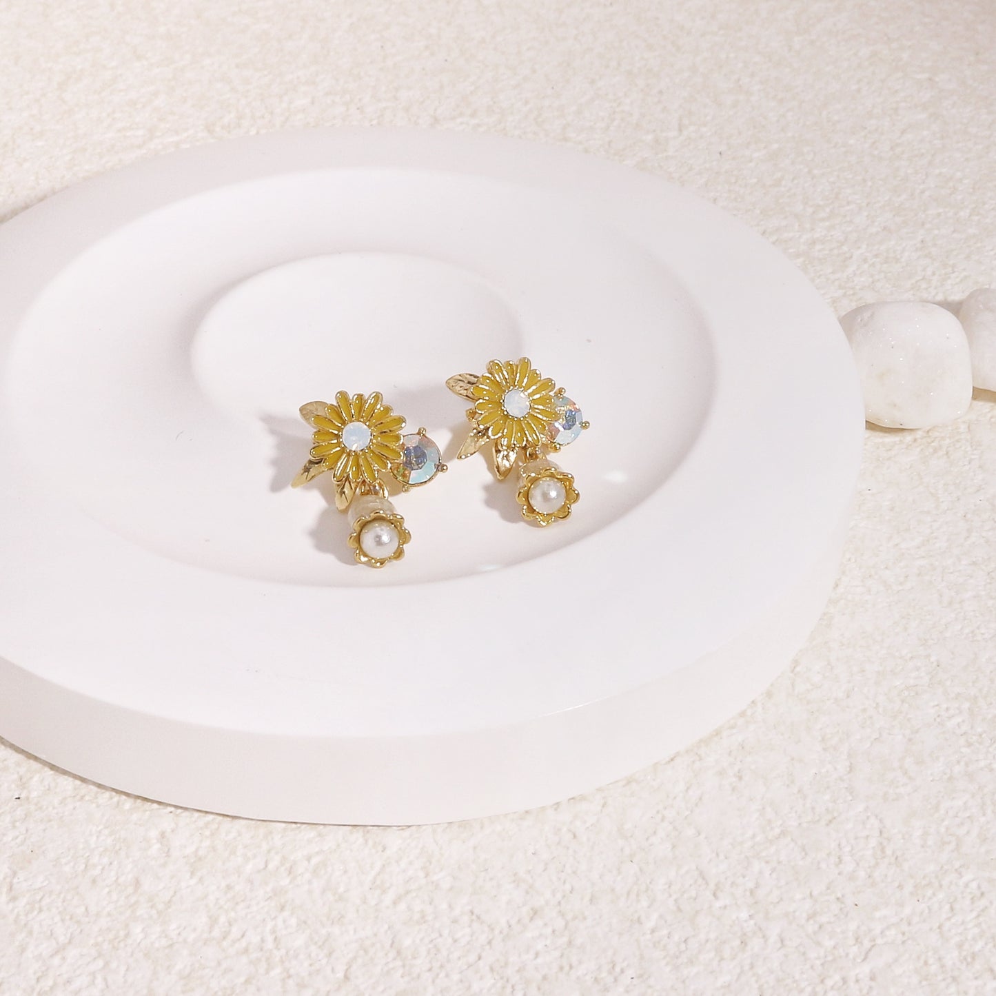Marina Canary Yellow Floral Dangle Earrings