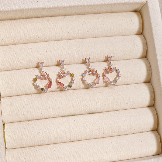 Olivina Dainty Korean Heart Crystal Earrings