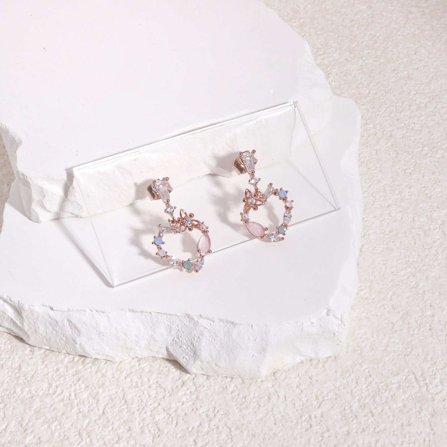 Olivina Dainty Korean Heart Crystal Earrings