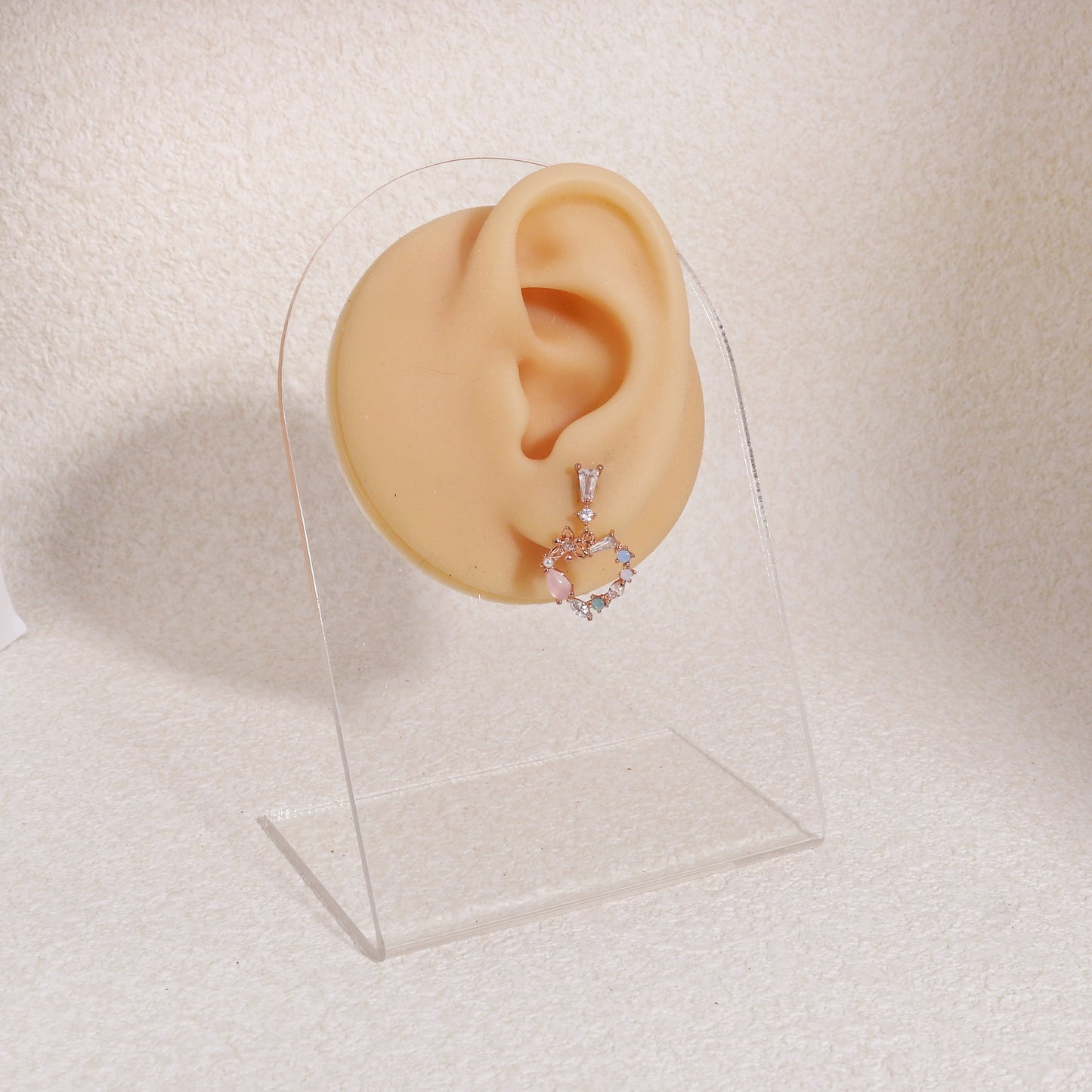 Olivina Dainty Korean Heart Crystal Earrings