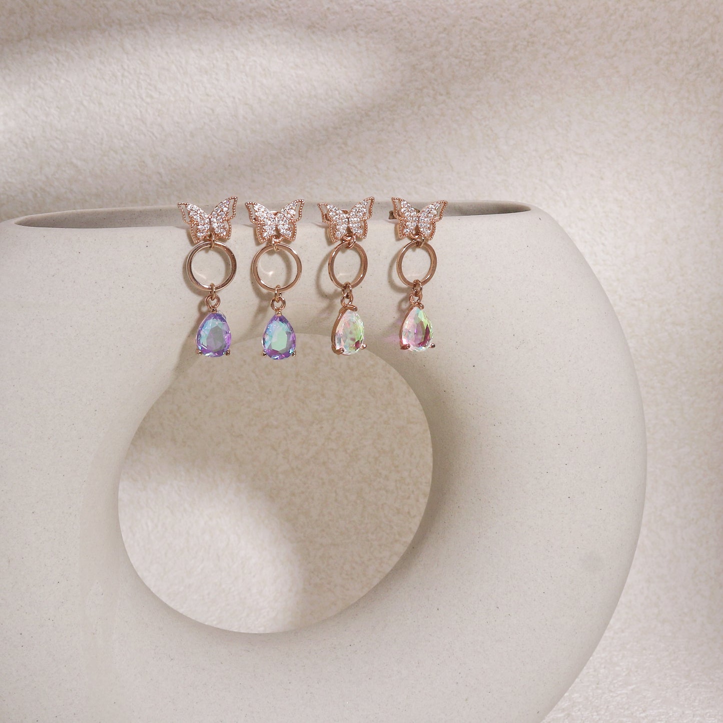 Farulina Crystallized Butterfly Drop Earrings