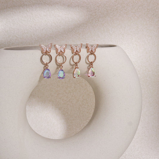 Farulina Crystallized Butterfly Drop Earrings