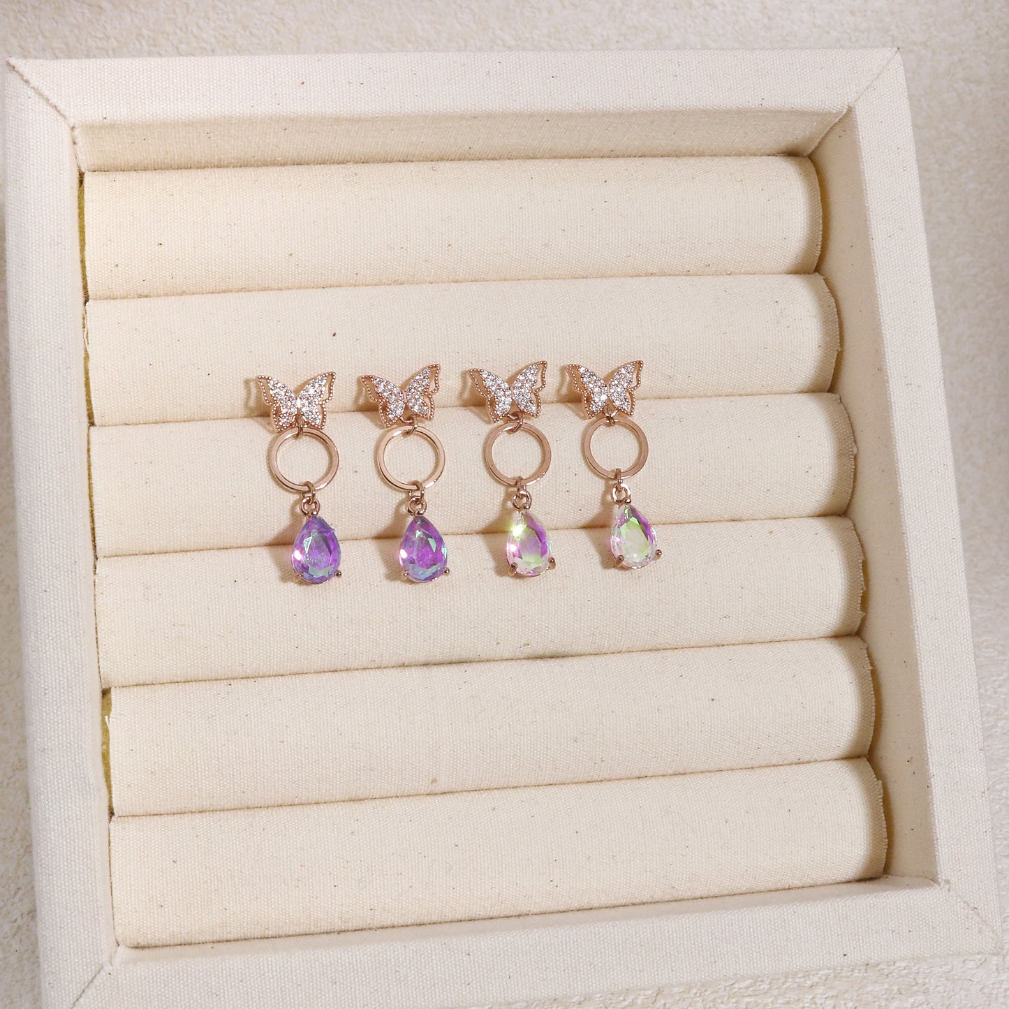 Farulina Crystallized Butterfly Drop Earrings