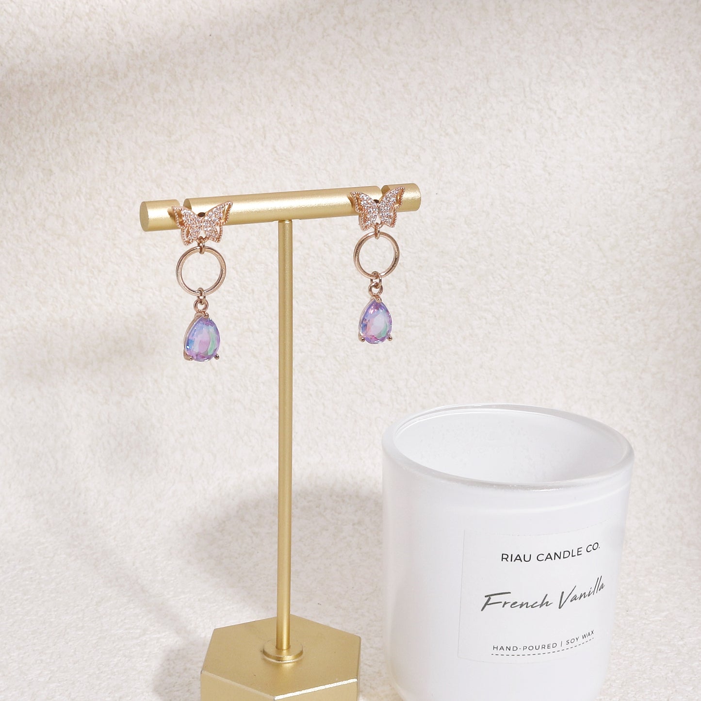 Farulina Crystallized Butterfly Drop Earrings