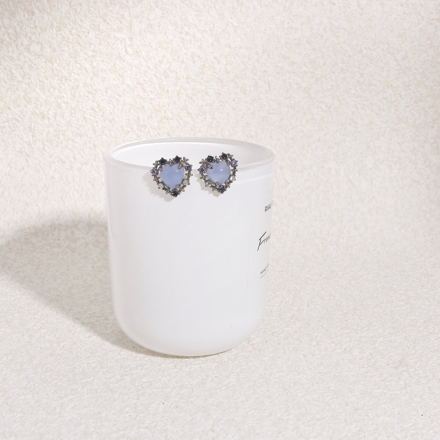 Aurelia Star Blue Korean Crystal Heart Stud Earrings