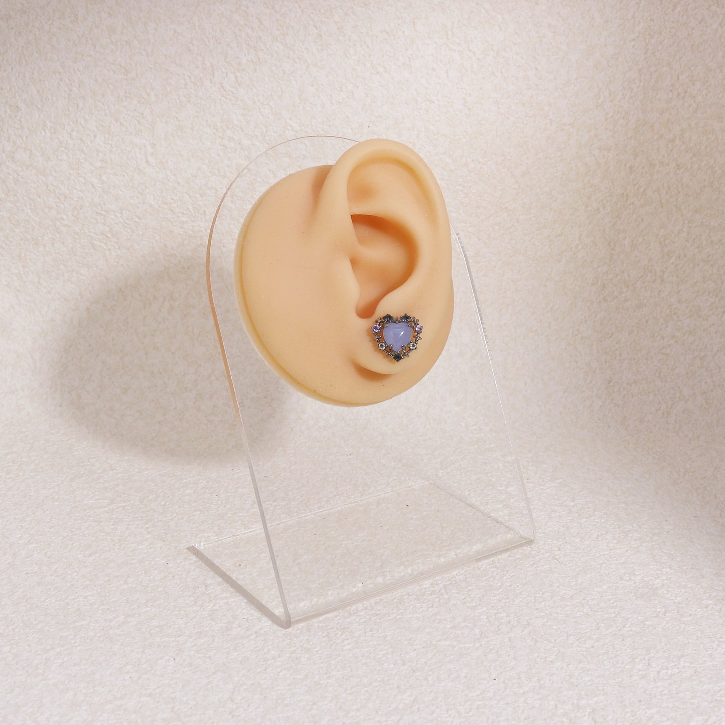 Aurelia Star Blue Korean Crystal Heart Stud Earrings