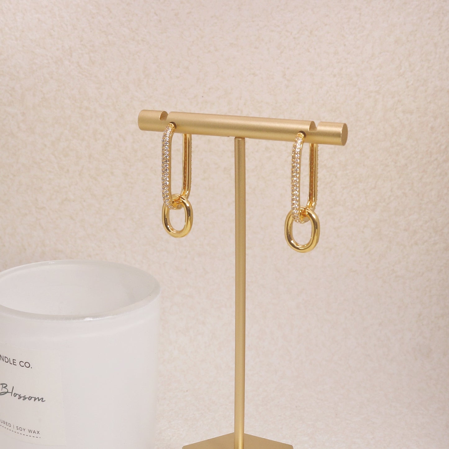Gabriella Stylish Pave CZ Hoop Drop Earrings