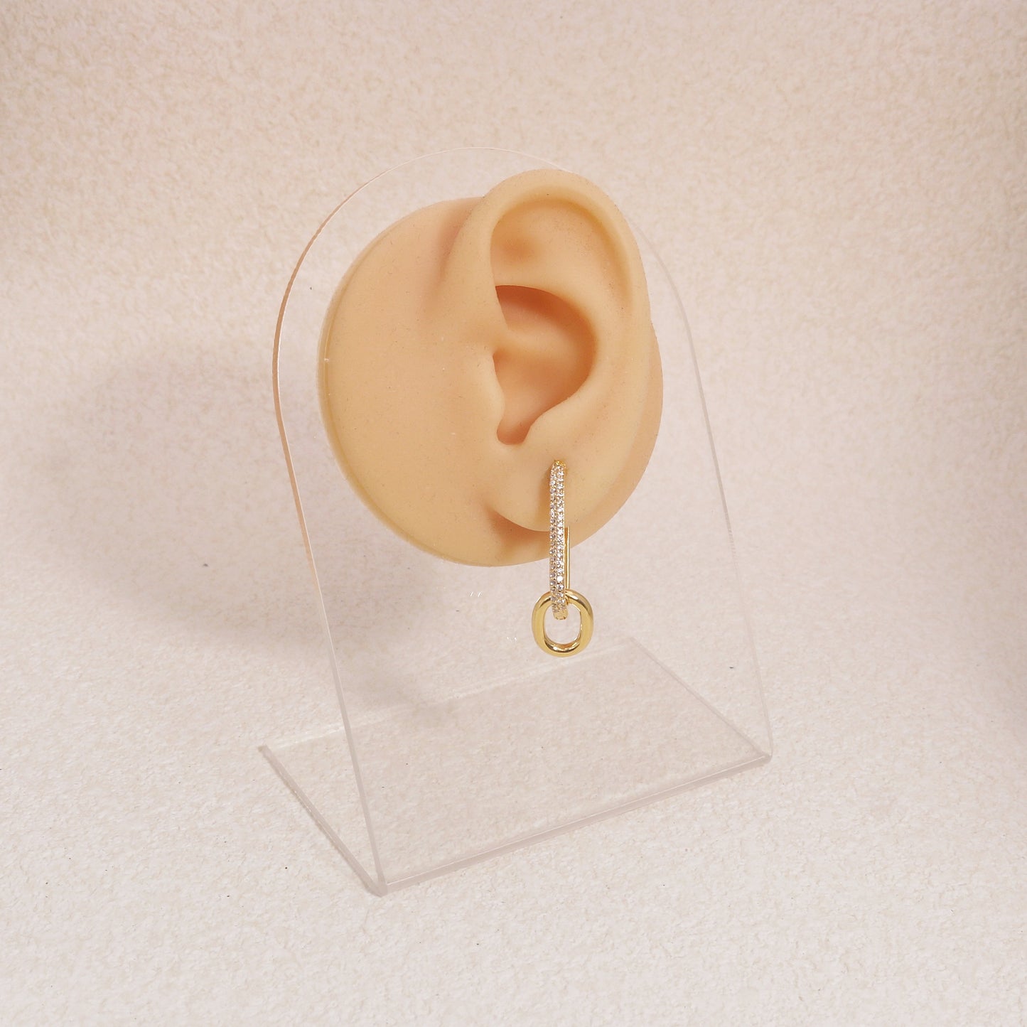 Gabriella Stylish Pave CZ Hoop Drop Earrings
