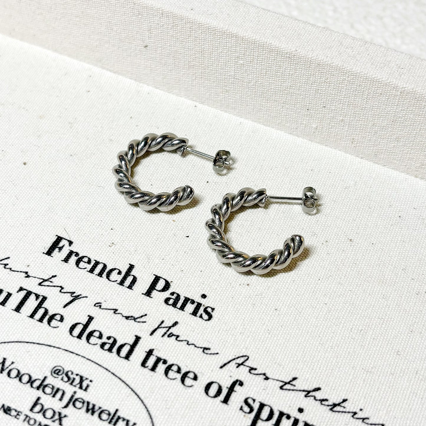 Illinois French-Twist Steel Hoop Earrings