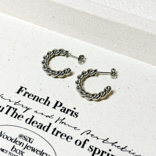Illinois French-Twist Steel Hoop Earrings
