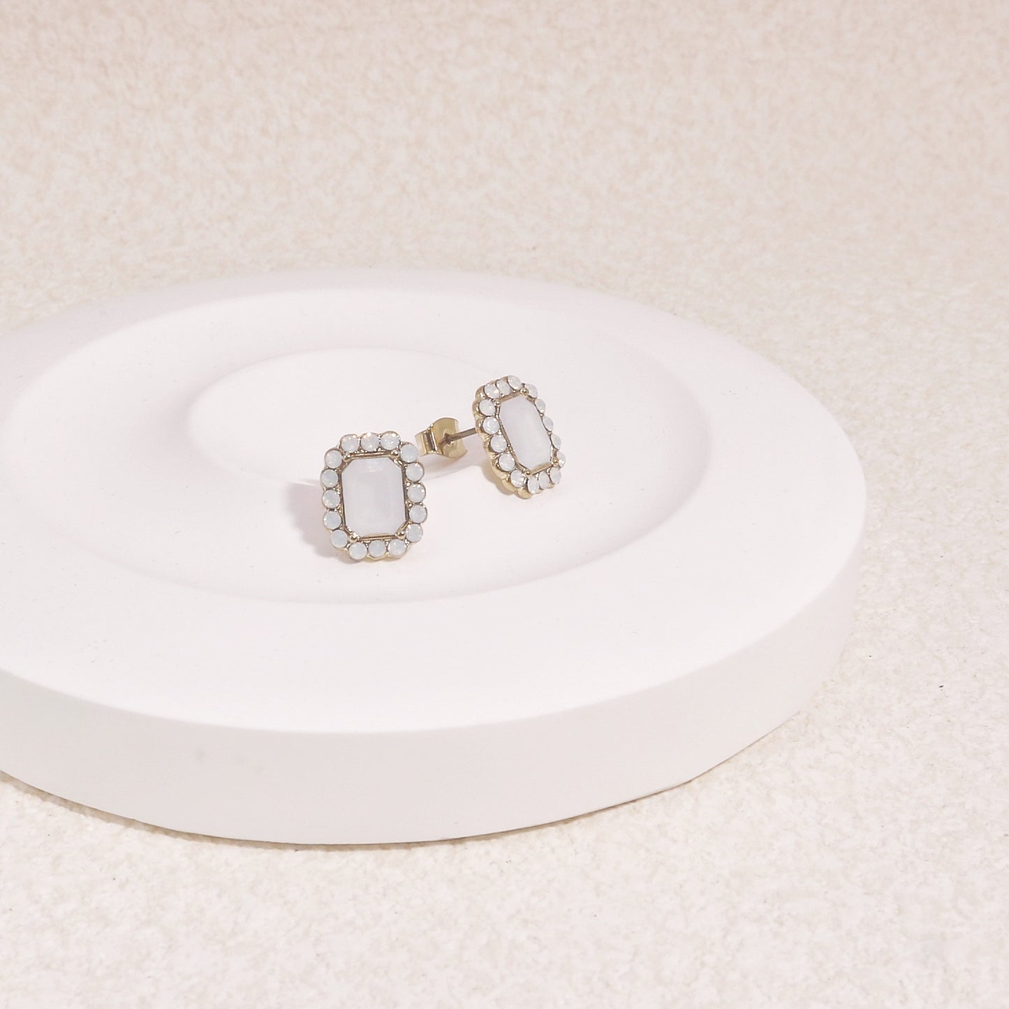 Geena Moonstone Faux Crystal Stud Earrings