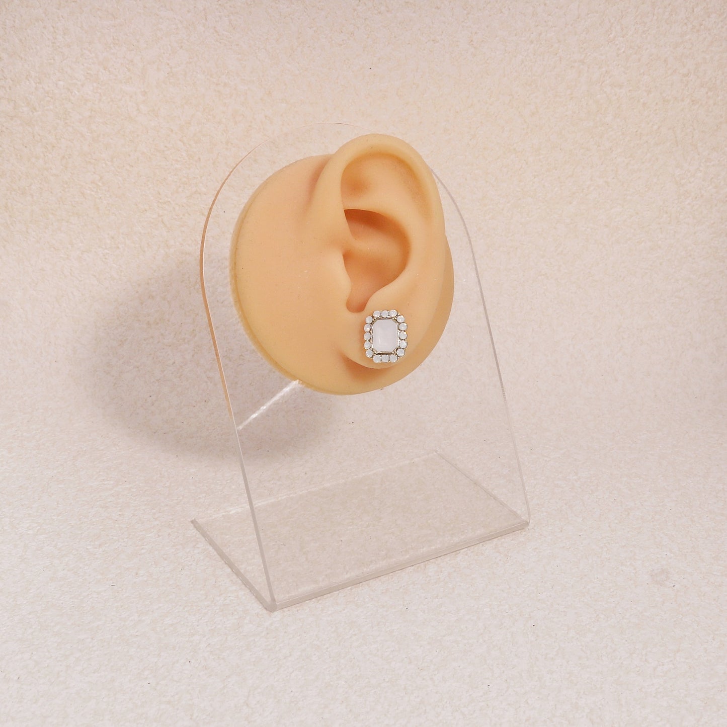 Geena Moonstone Faux Crystal Stud Earrings