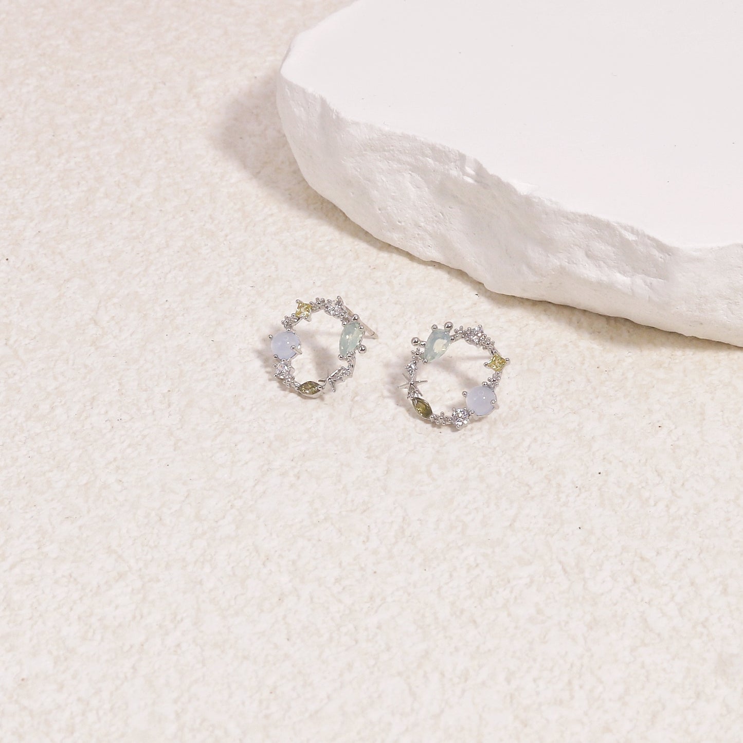 Hallie Asymmetrical Dainty Delicate Korean Stud Earrings