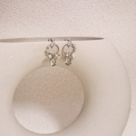 Kimberly Mystic Gray Crystal Floral Drop Earrings