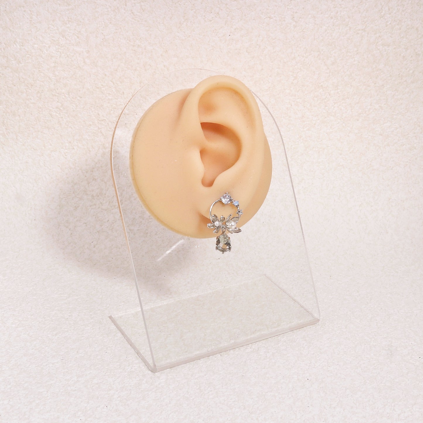 Kimberly Mystic Gray Crystal Floral Drop Earrings