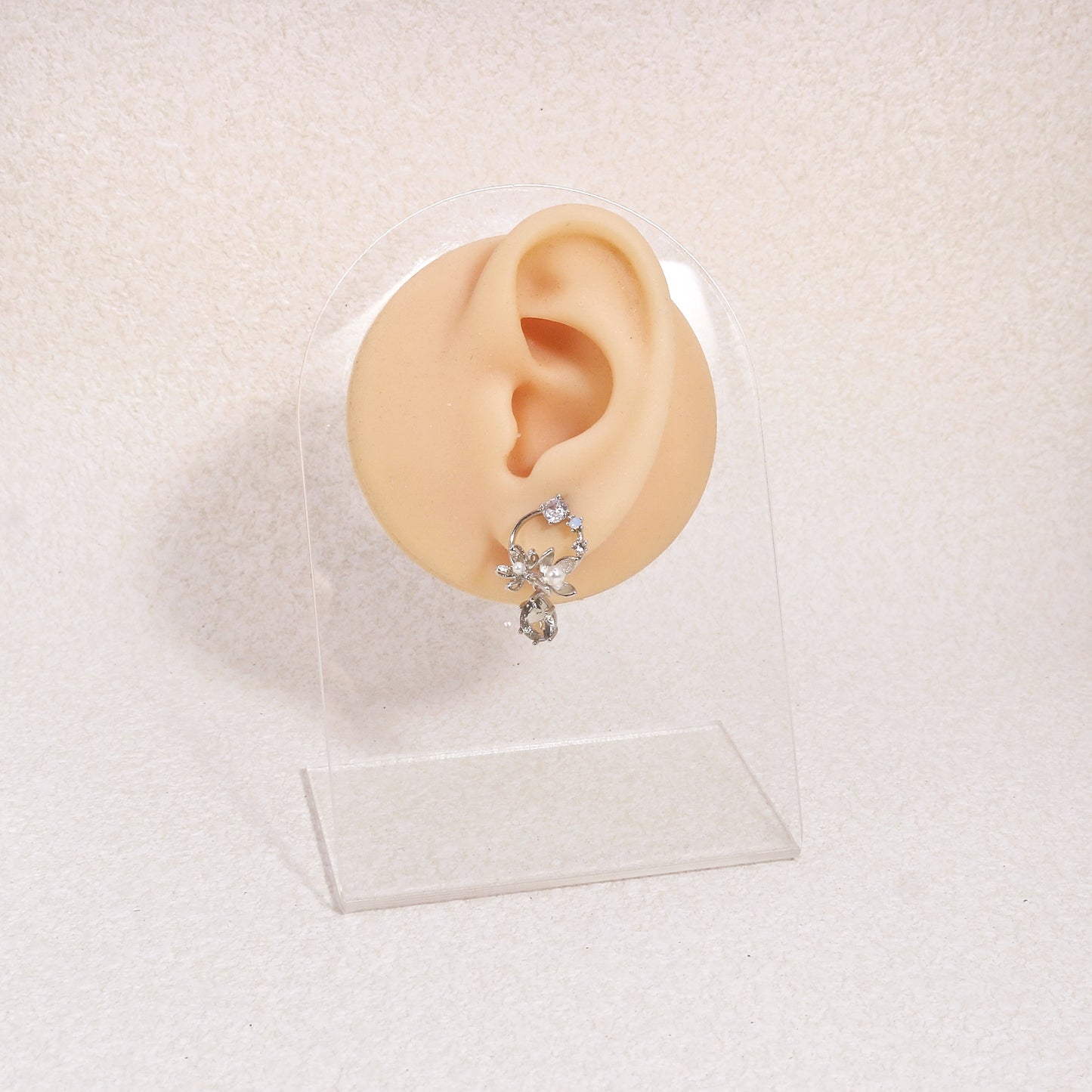 Kimberly Mystic Gray Crystal Floral Drop Earrings