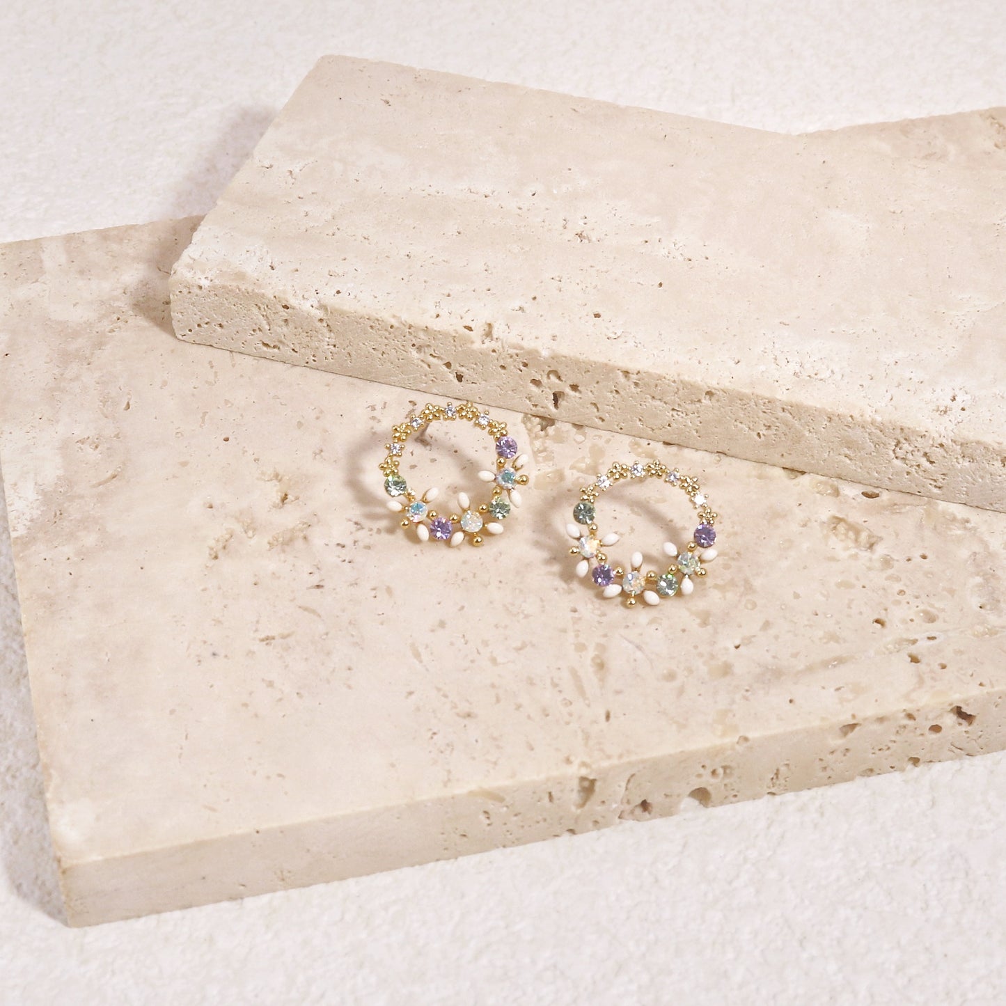Kara Dainty Korean Crystal Floral Stud Earrings