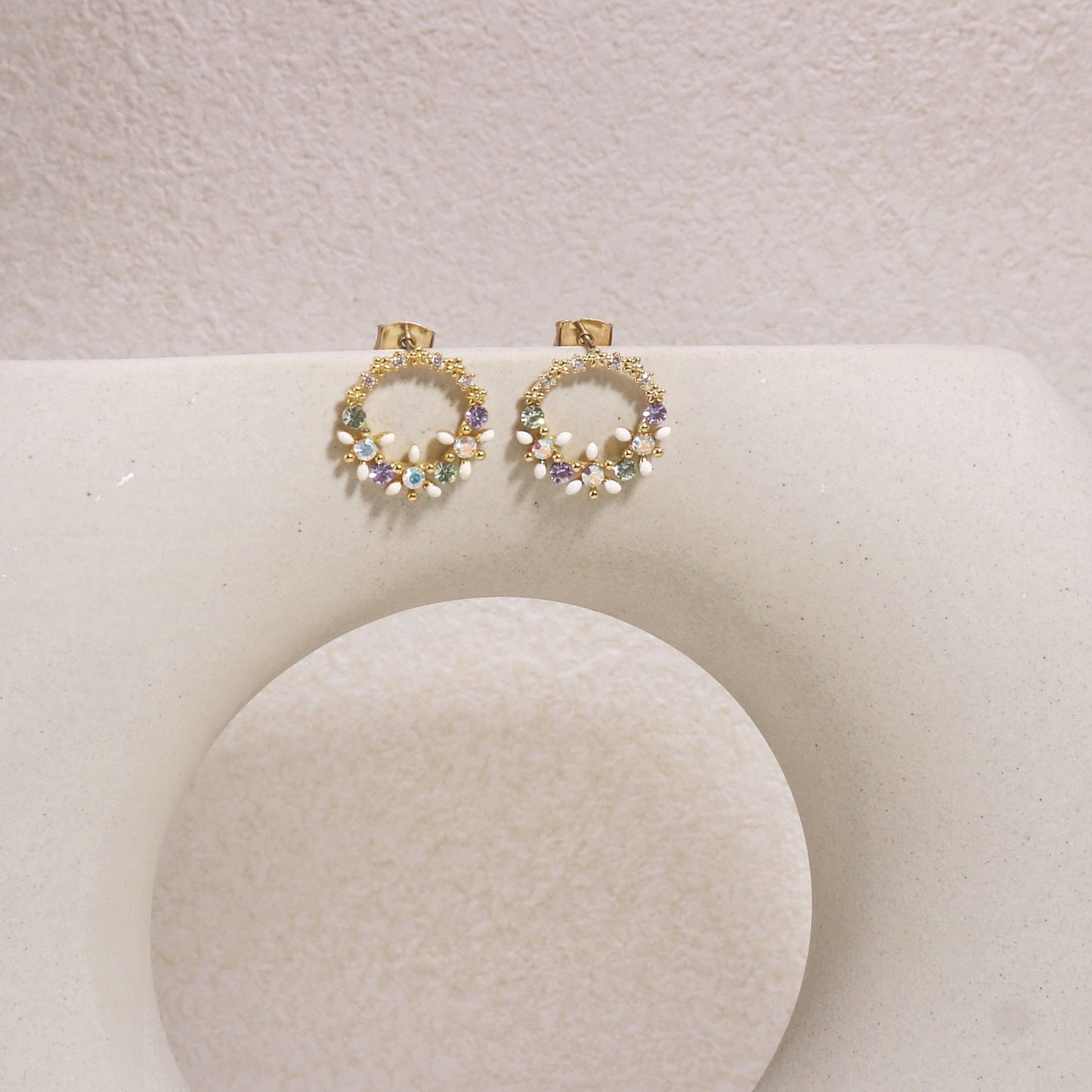 Kara Dainty Korean Crystal Floral Stud Earrings