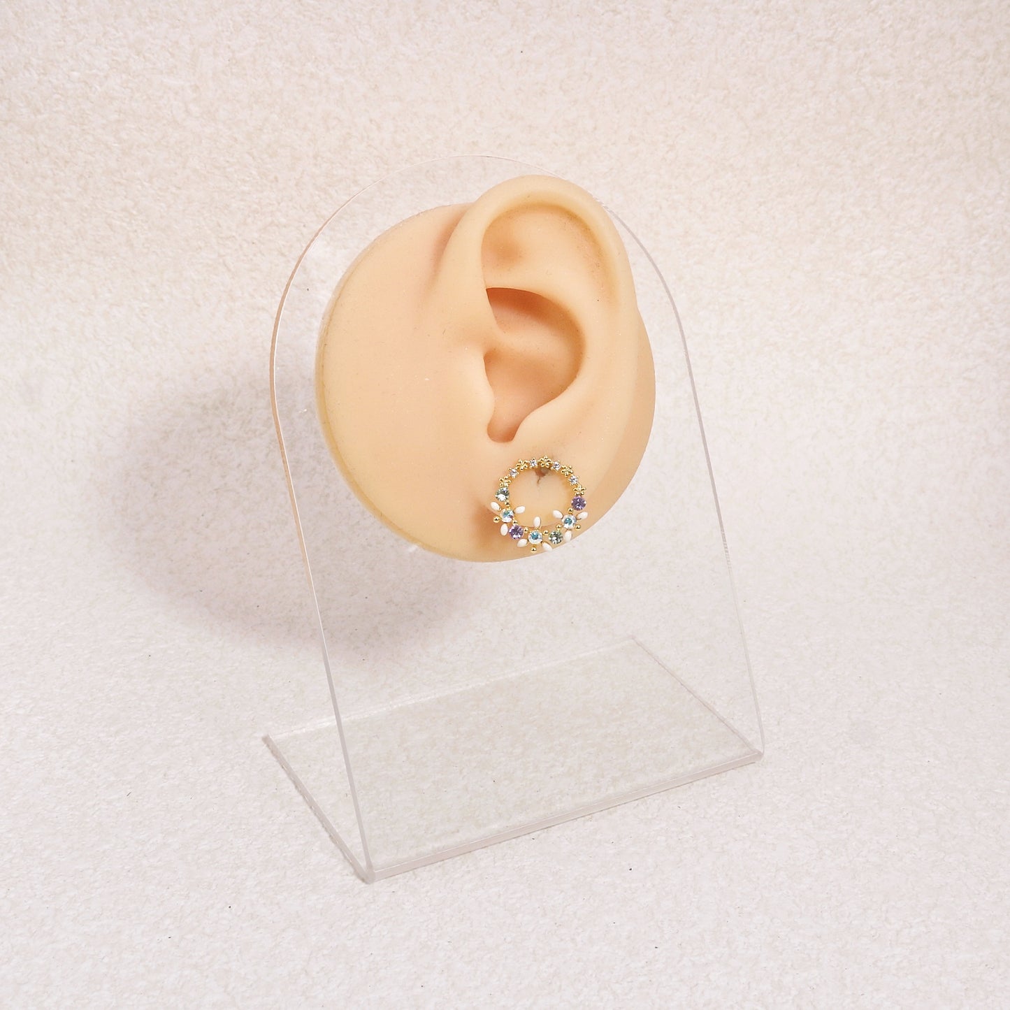 Kara Dainty Korean Crystal Floral Stud Earrings