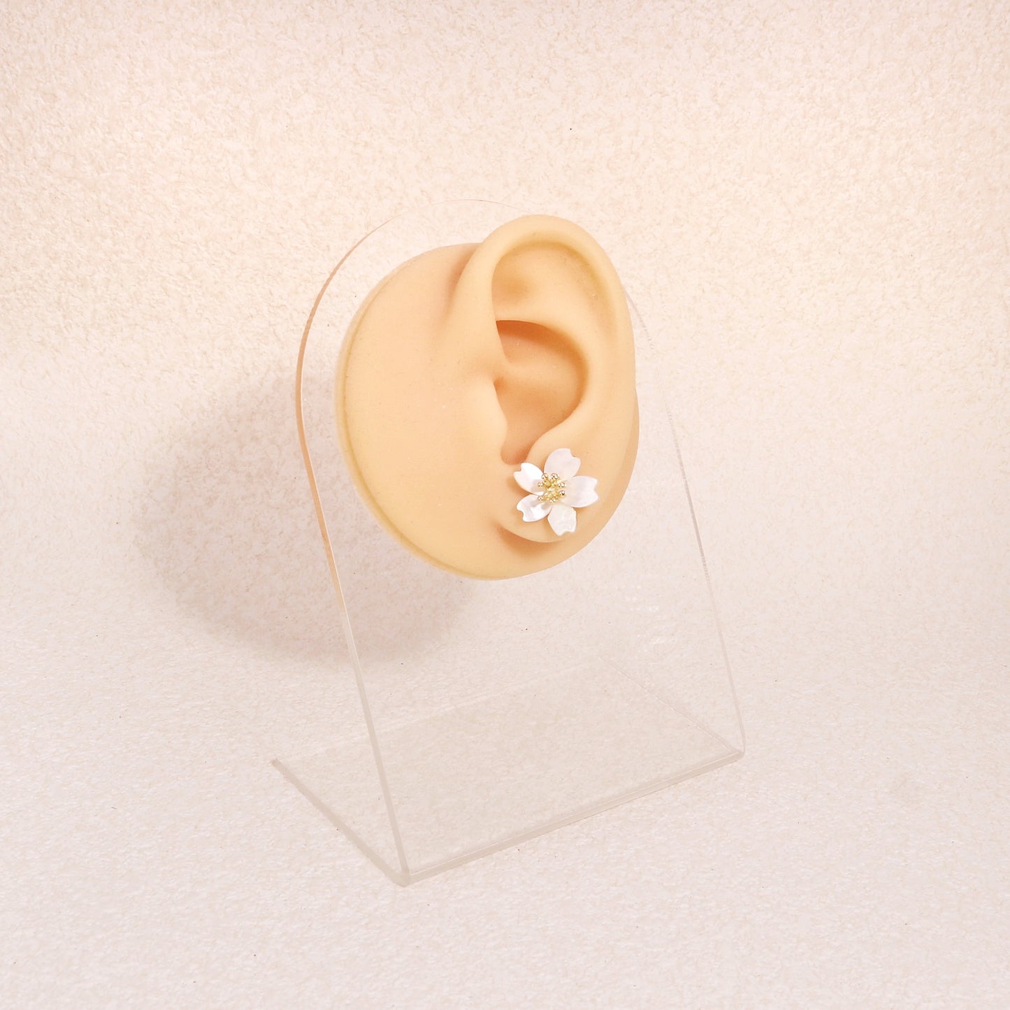 Isabelle Pearlescent White Floral Steel Stud Earrings