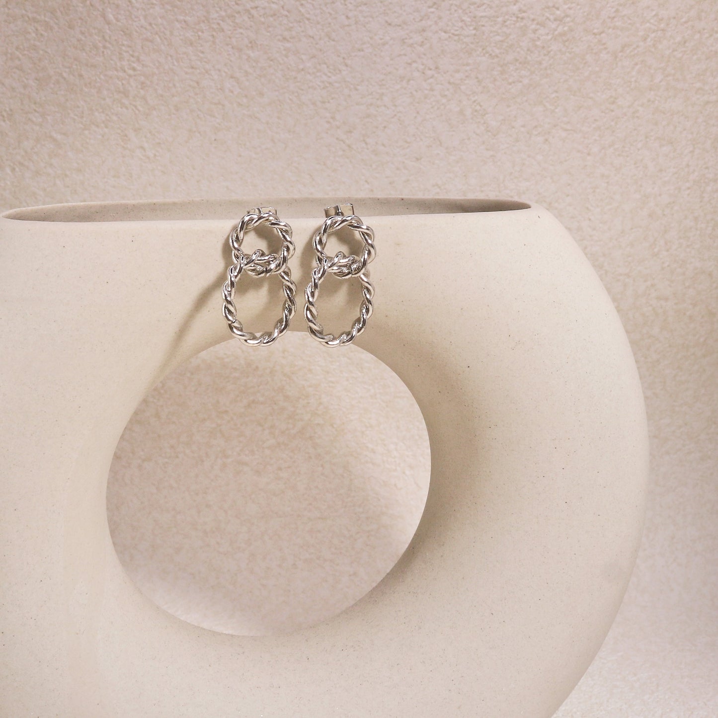 Hathaway Double Circle French Twist Drop Earrings