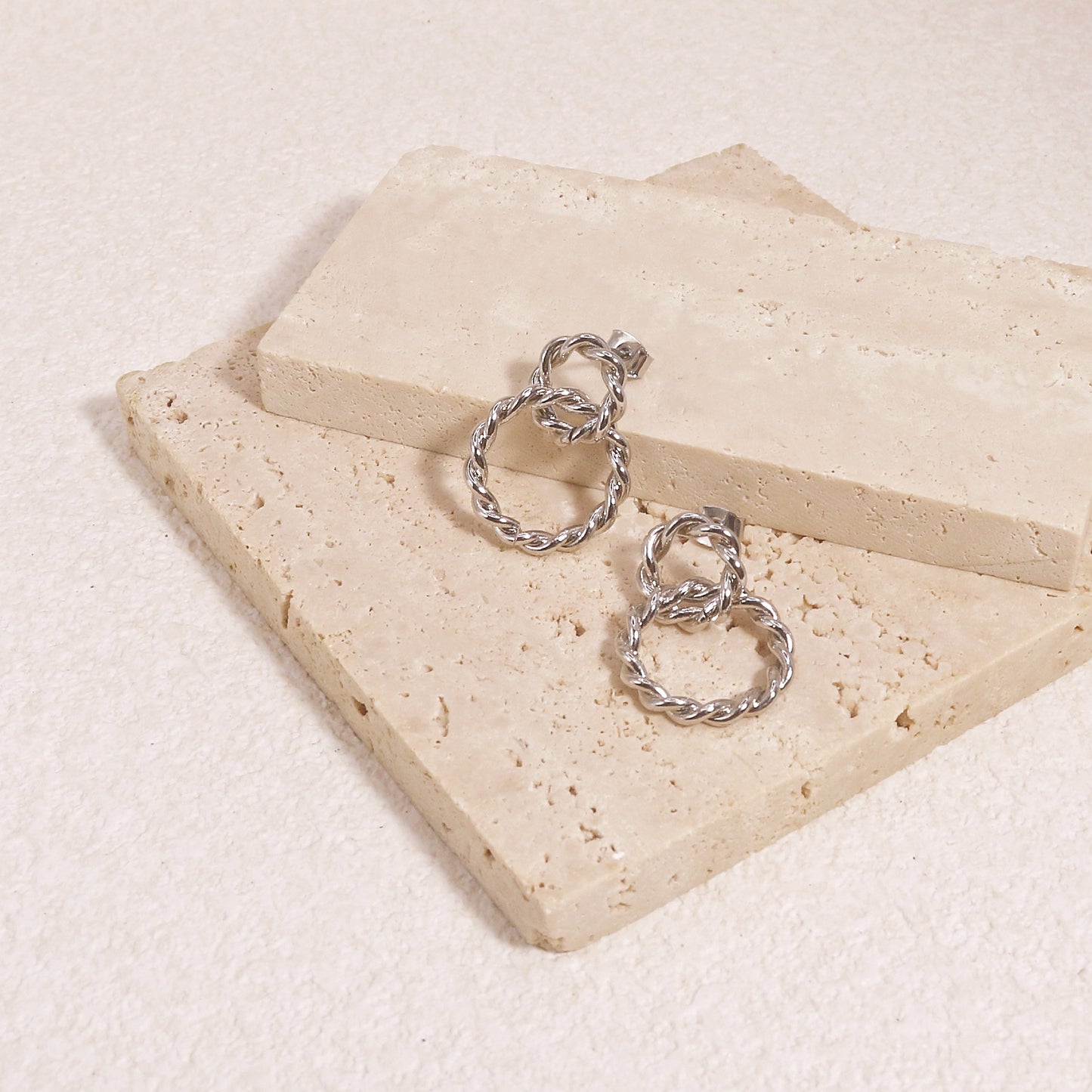 Hathaway Double Circle French Twist Drop Earrings