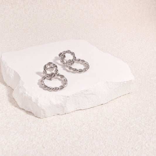 Hathaway Double Circle French Twist Drop Earrings