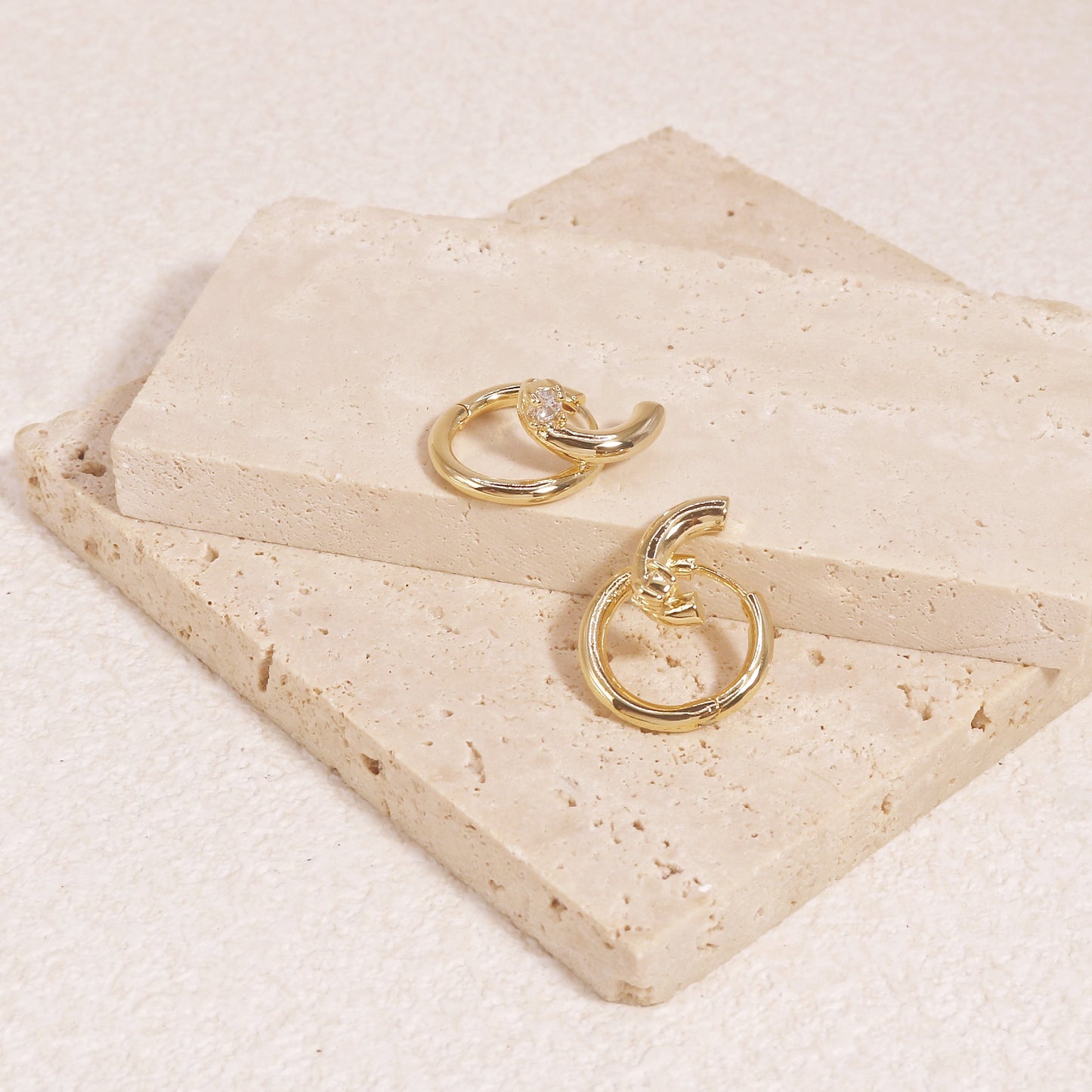 Charlahan Edgy Metallic Gold Hoop Earrings
